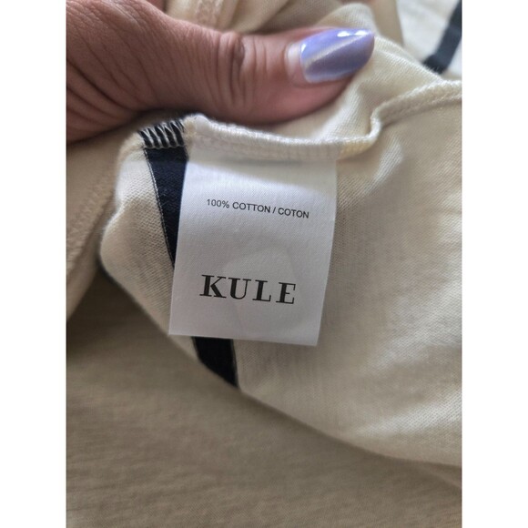 Kule Top Womens Size XL Beige Blue Striped Boxy Short Sleeve Nautical NWT - Picture 4 of 7